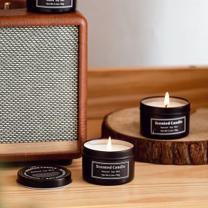 Cylindrical atmosphere simple black candle tins